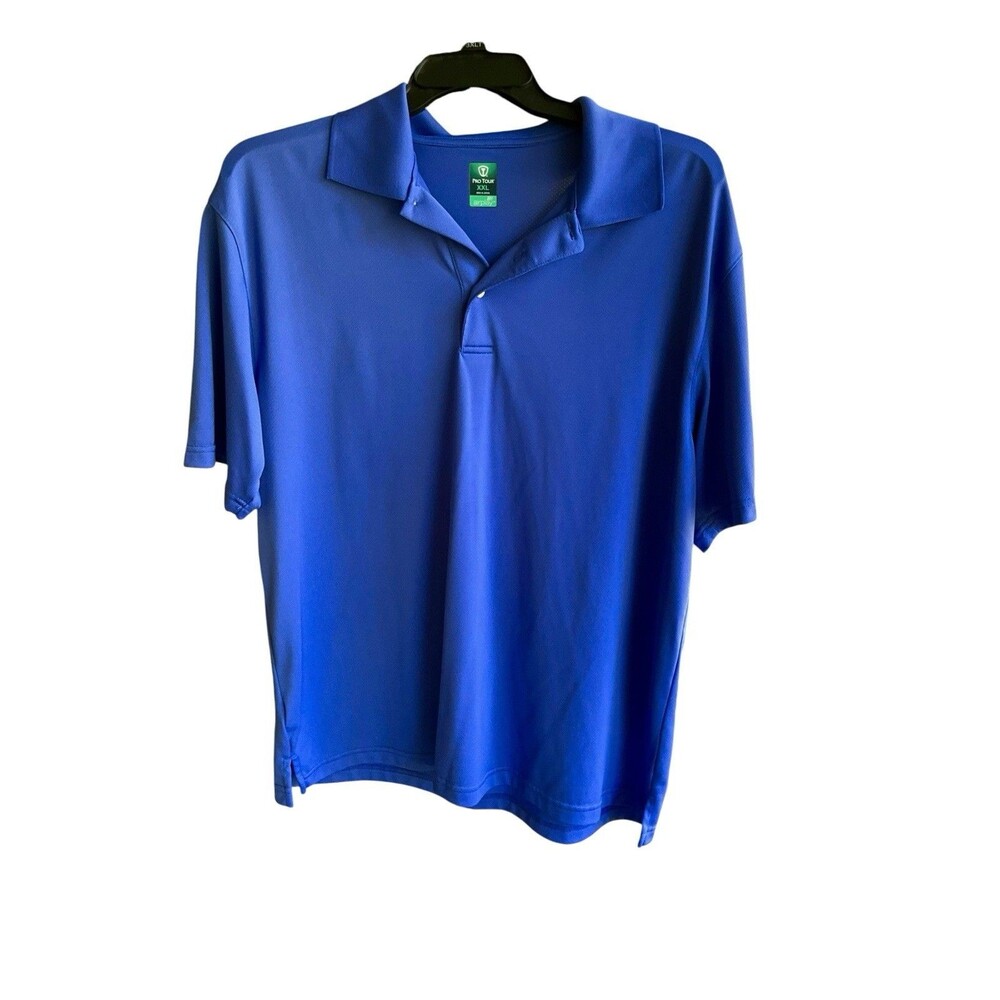 Pro Tour Airplay Polo Golf Shirt Men’s XXL Blue Short Sleeve Performance Stretch